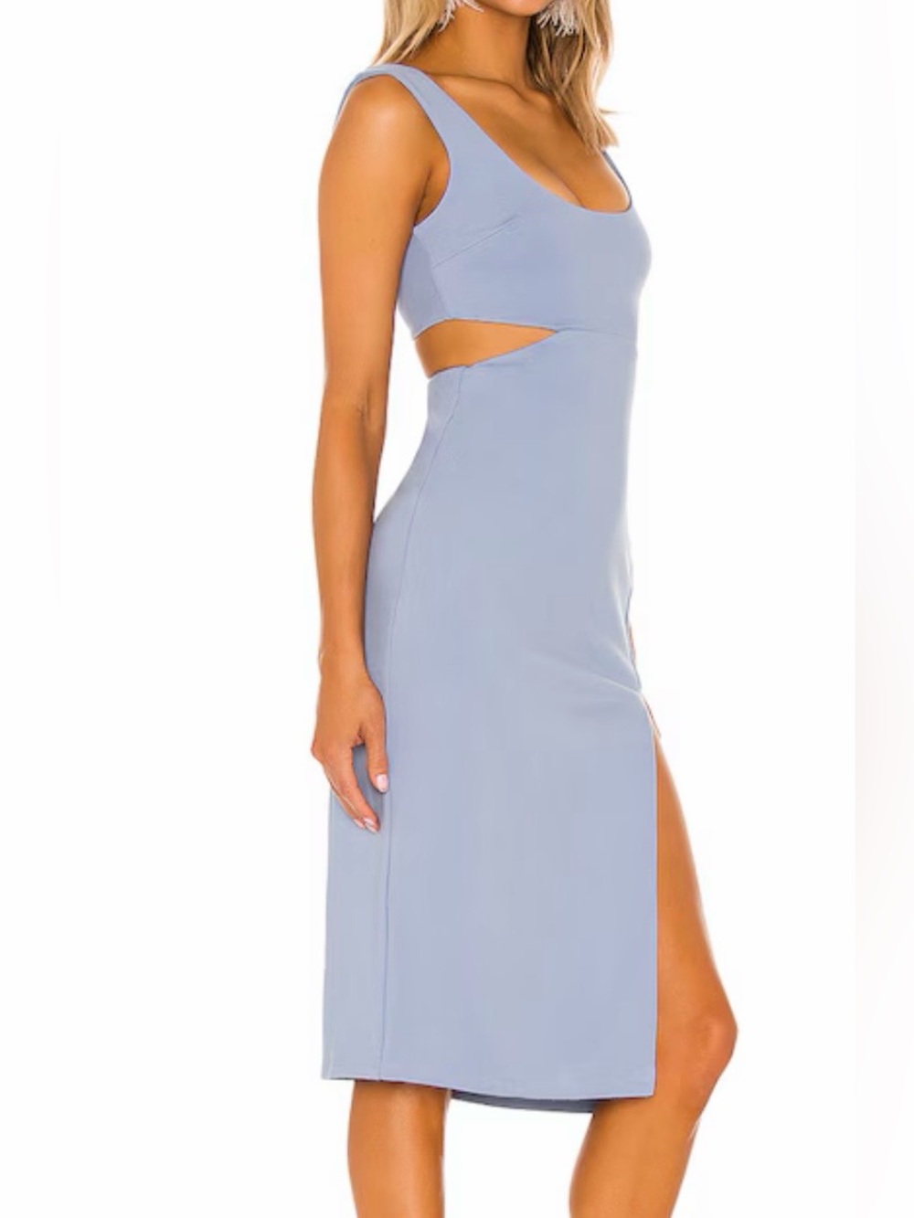 Lovers + Friends Powder Blue Side-Slit Midi Skirt